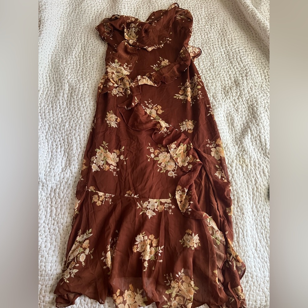 Workshop Republic Clothing Rust Floral Wrap Maxi Dress